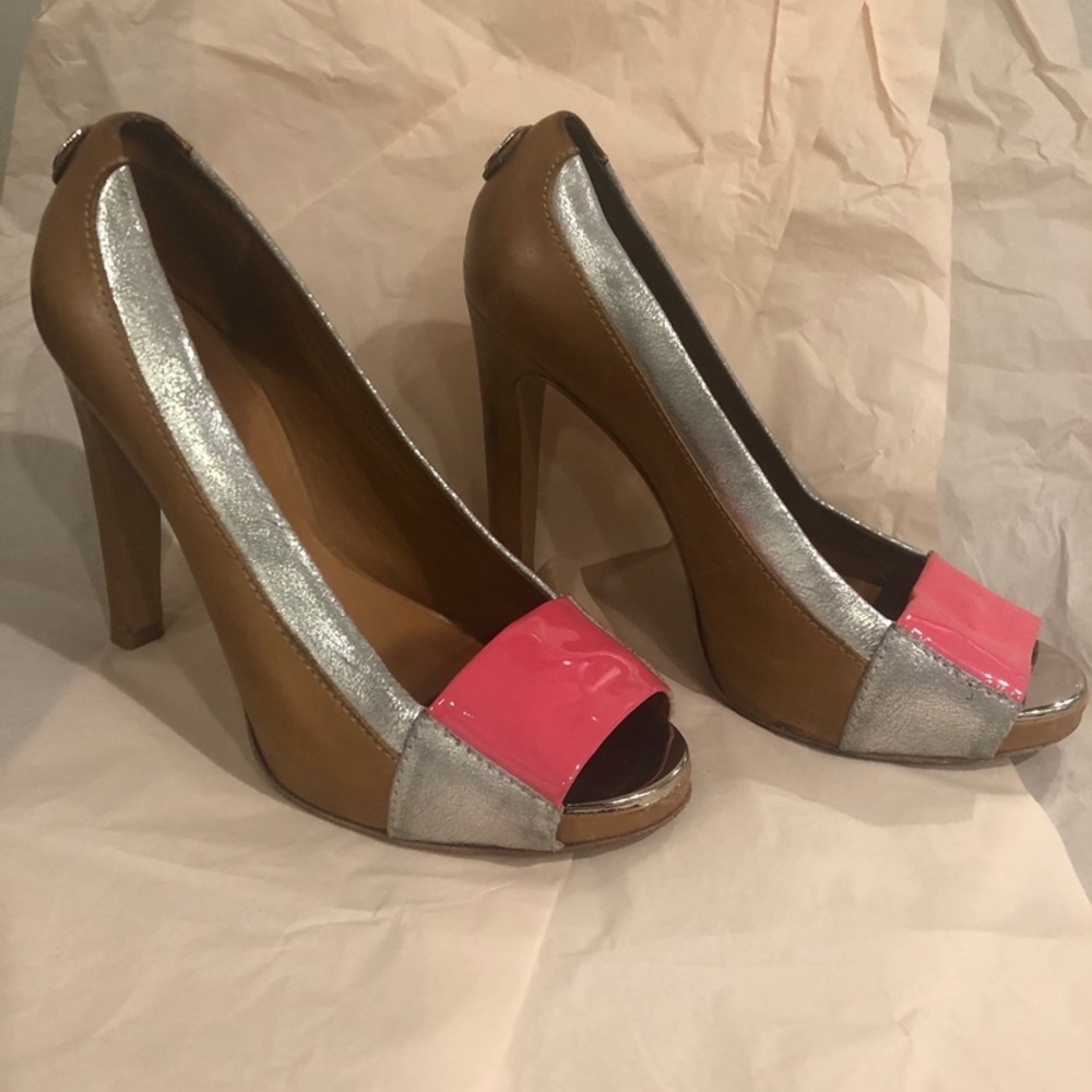 Tory Burch leather peep toe heels